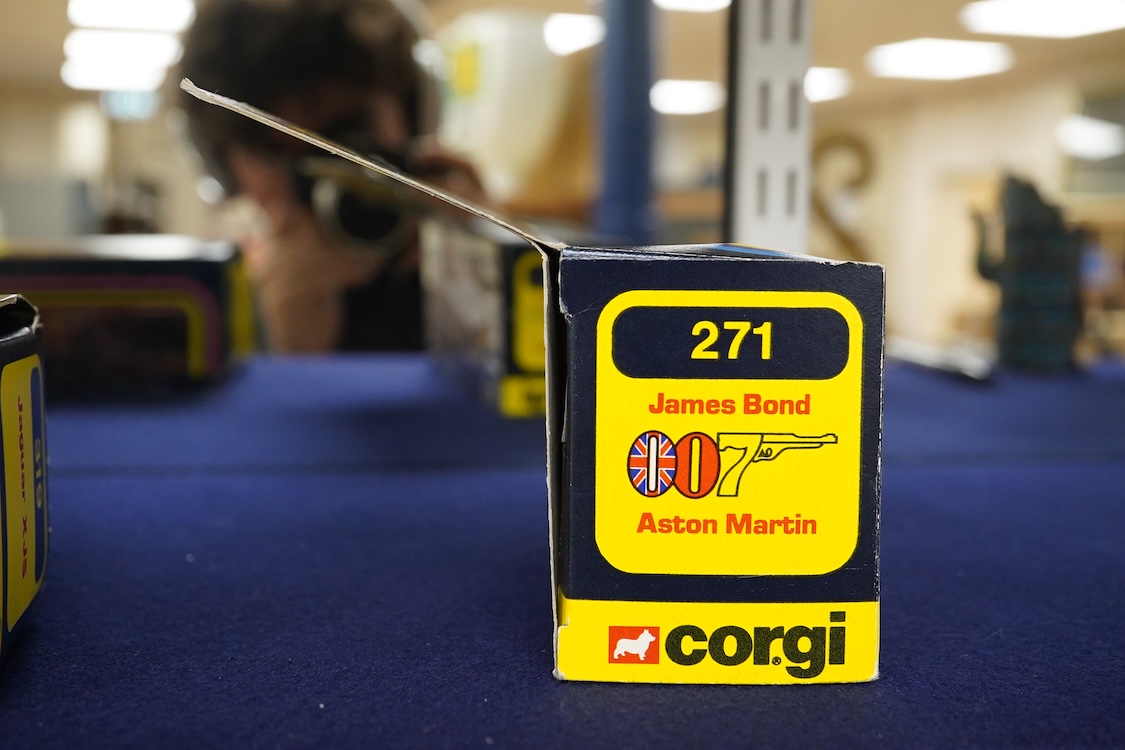 Two boxed 1970s Corgi Toys; a James Bond Aston Martin (261) in silver with passenger, together with a Jaguar XJS (319) in metallic red